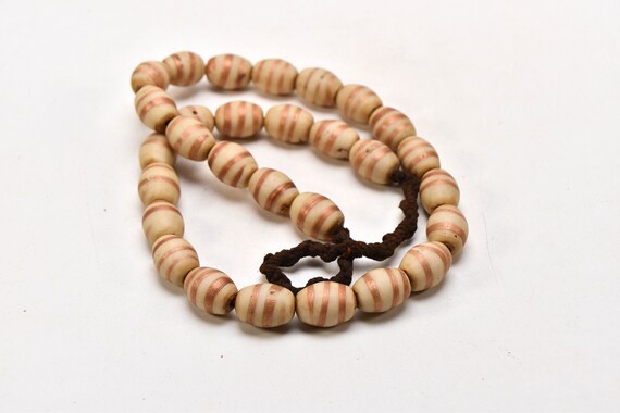 Ethnic Necklace with Handmade brown and White Str… - image 7