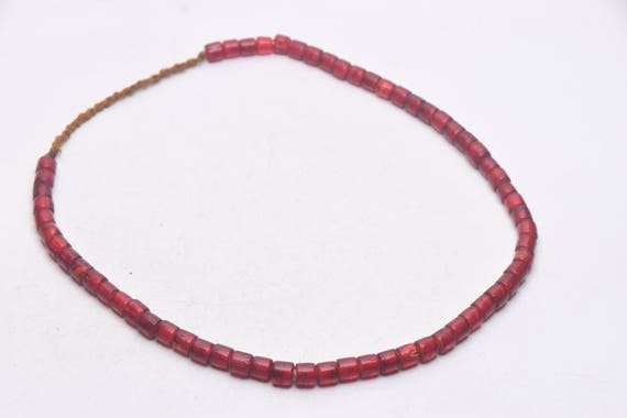 Ethnic Necklace with Orange Cylindrical Handmade … - image 2