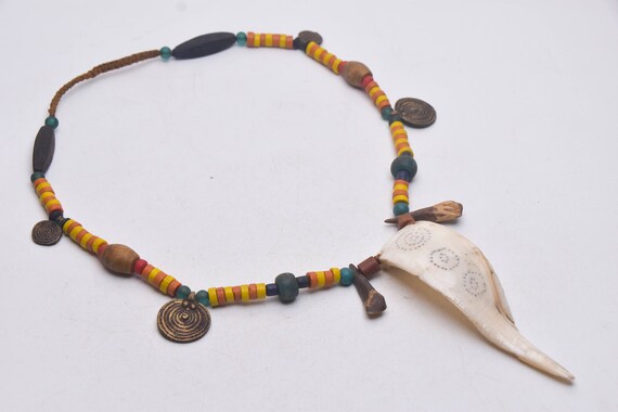 Ethnic NAGA Necklace with Old Colorful Glass Bead… - image 2