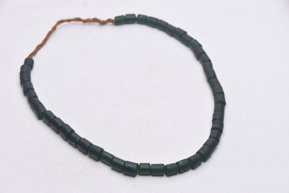 Ethnic Necklace with Handmade GreenColored Glass … - image 2