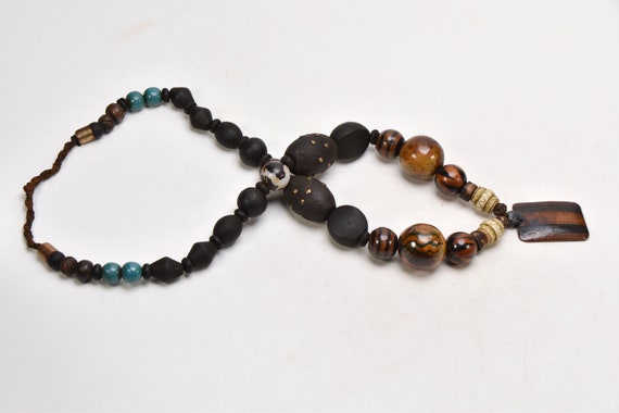 Tribal Wood Beads Handmade brown and black beads … - image 3