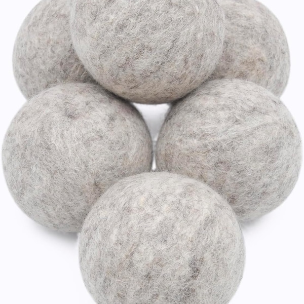 100% Pure Organic Wool Dryer Balls for Dryer-6Pack XL Reusable Fabric Softener Ball for Wrinkle-Free Clothes-Time Saving Handmade Wool Balls
