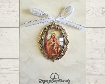 Saint Joseph Religious Medal - (with white ribbon and Packaged)