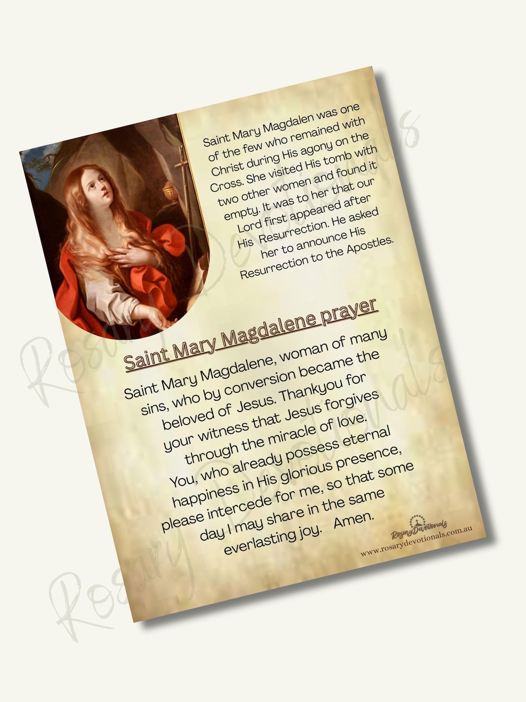 Saint Mary Magdalene Holy Prayer Card. - Etsy