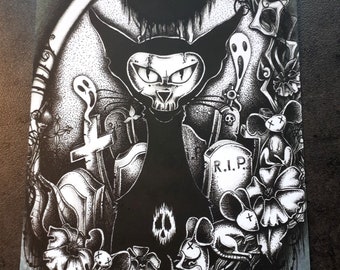 print 30x42cm black cat