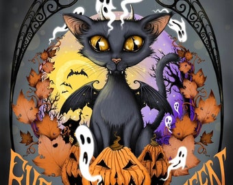 Affiche papier chat halloween