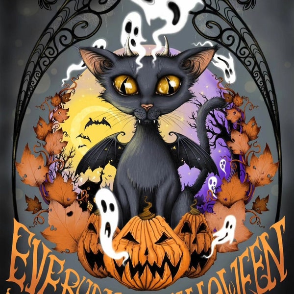 Affiche papier chat halloween
