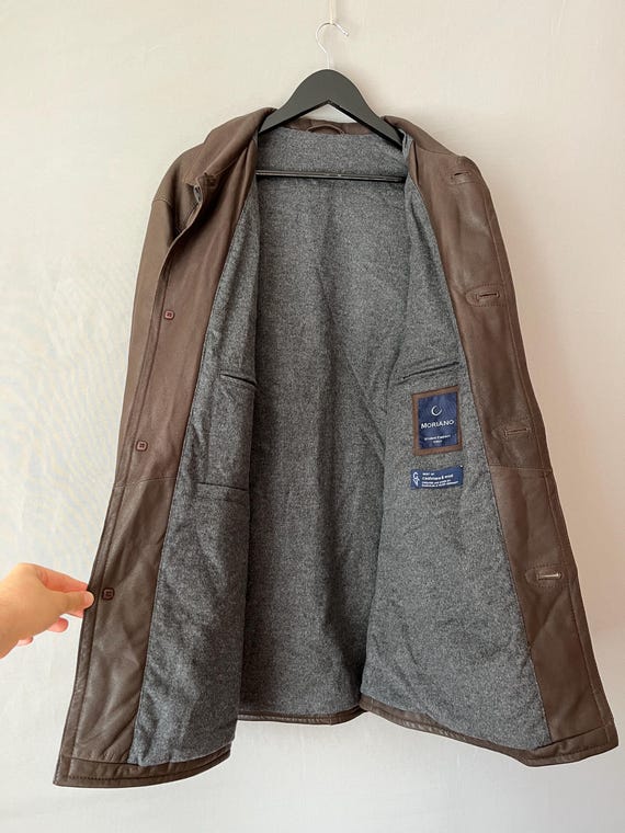 Moriano Italian Luxury Soft Leather Cashmere Lined Coat sz 50 View 4
