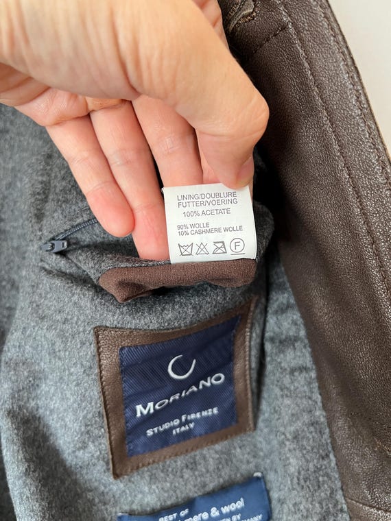 Moriano Italian Luxury Soft Leather Cashmere Lined Coat sz 50 View 5