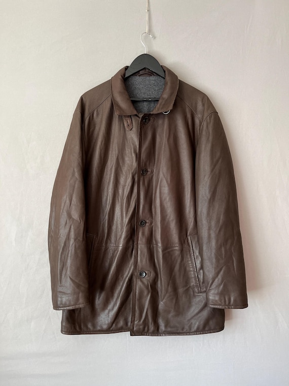 Moriano Italian Luxury Soft Leather Cashmere Lined Coat sz 50