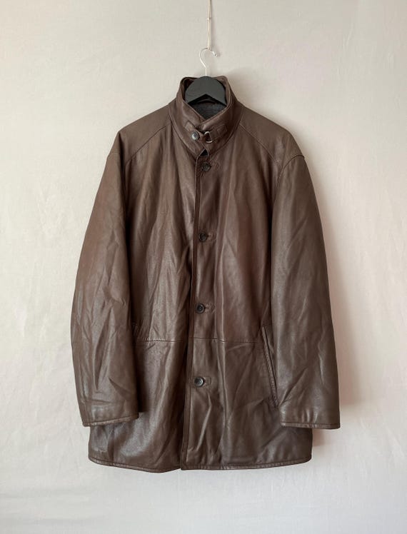 Moriano Italian Luxury Soft Leather Cashmere Lined Coat sz 50 View 2