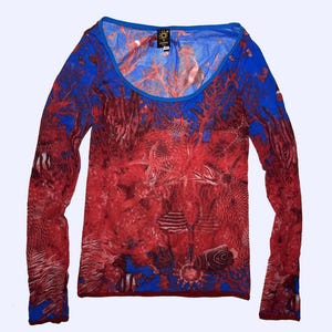 Jean Paul Gaultier Sea Fishes Marine Rotes Mesh Top sz M