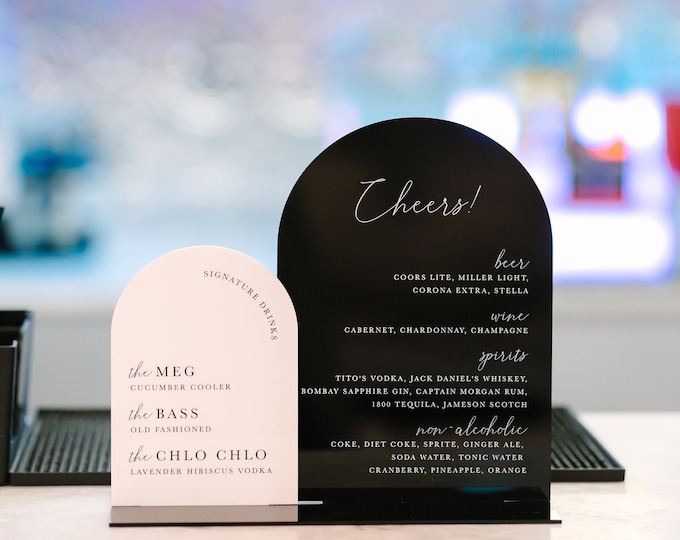Menu Arch Double Arch Bar Menu, Two Layer Drinks Menu, Personalised Signage ...