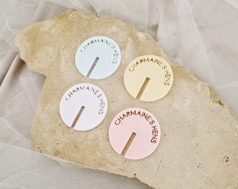 Pastel Acrylic Drink Tags, Drink Toppers, Personalised Drink Toppers, Acrylic Drink Accessories, Round Glass Discs With Name, Wedding Guest