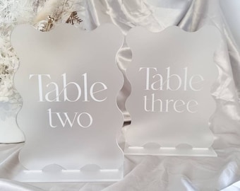 Wedding Table Number, Neutral Table Sign, Table Sign Wedding, Modern Wedding, Wavy Signage, Luxury Wedding Inspiration, Neutral Wedding