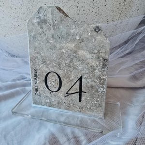 Wedding Table Number Stone Cursive and Serif Oyster, Neutral Table Sign, Table Sign Wedding, Modern Wedding, Arch Signage, Luxury Wedding