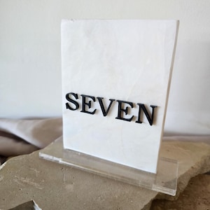 Wedding Table Number Stone Bold Acrylic, Neutral Table Sign, Table Sign Wedding, Modern Wedding, Arch Signage, Luxury Wedding Inspo