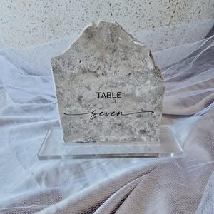 Wedding Table Number Stone Cursive and Serif Oyster, Neutral Table Sign, Table Sign Wedding, Modern Wedding, Arch Signage, Luxury Wedding