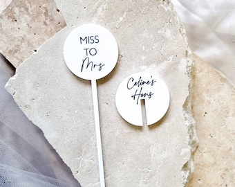 Acrylic Drink Tags, Drink Toppers, Personalised Drink Stir Sticks, Acrylic Drink Accessories, Round Glass Swizzle Stick, Wedding Guest Favor
