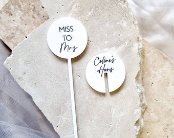 Acrylic Drink Tags, Drink Toppers, Personalised Drink Stir Sticks, Acrylic Drink Accessories, Round Glass Swizzle Stick, Wedding Guest Favor