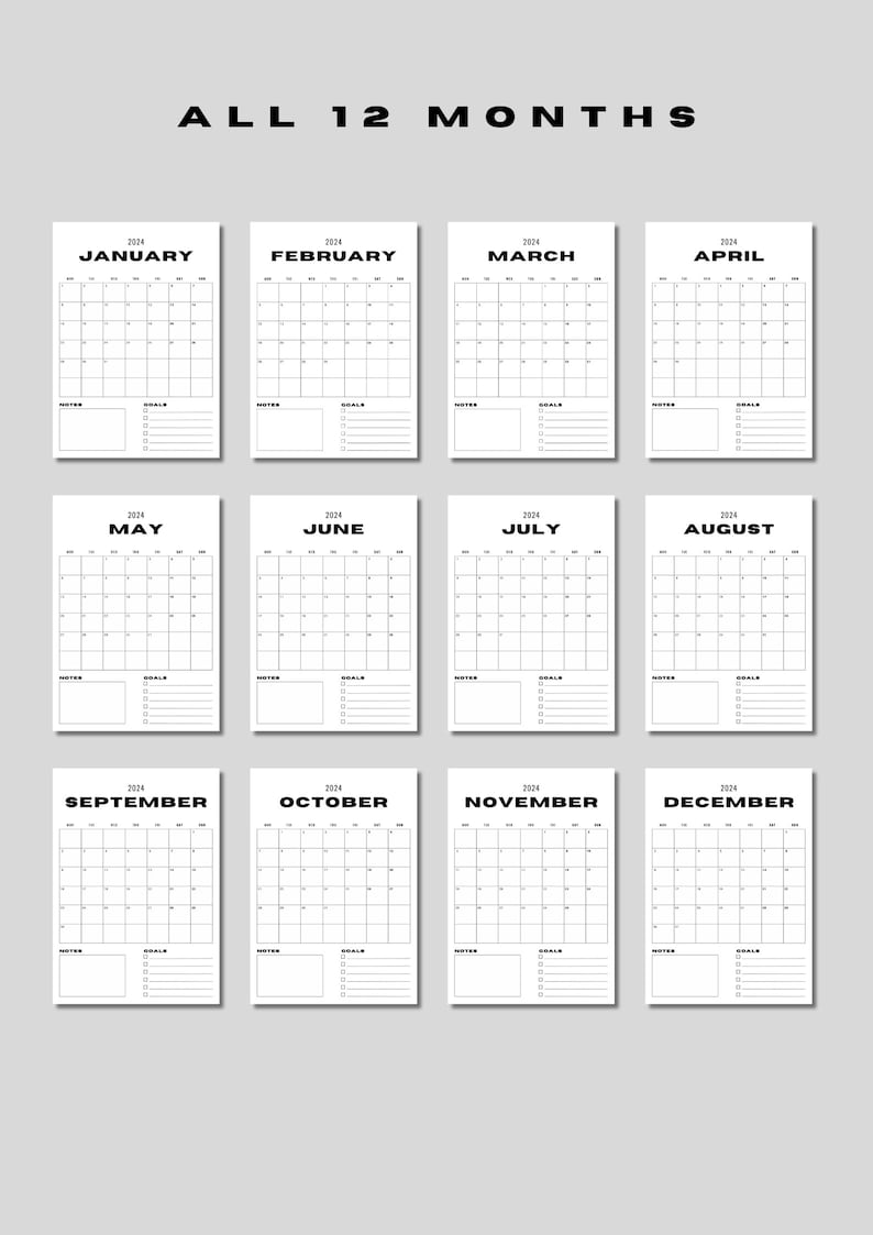 Printable Calendar 2025 Monthly Planner 2025 A4 Portrait Etsy