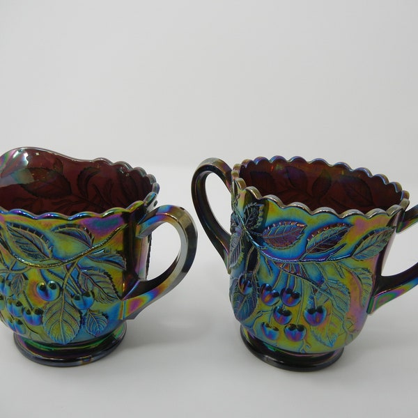 Carnival Glass Creamer and Sugar Set Etsy