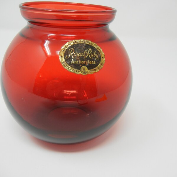 Royal Ruby Ivy Ball Vase by Anchor Hocking