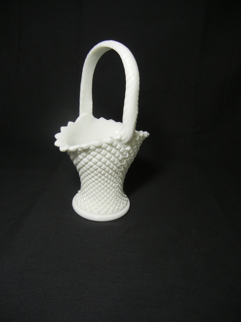 Westmoreland English Hobnail Milk Glass Basket Etsy