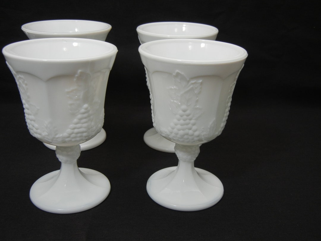 Harvest Milk Glass Water Goblets by Indiana Colony. Set of 4 Etsy