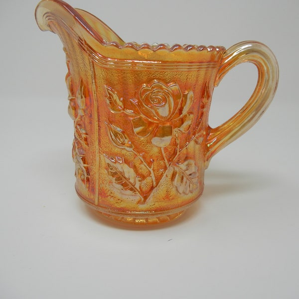 Luster Rose Marigold Carnival Glass 12 oz Creamer Pitcher by Imperial Glass