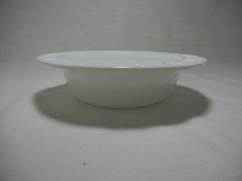 Vitrock Flower Rim Milk Glass Cereal Bowl by Hocking Glass
