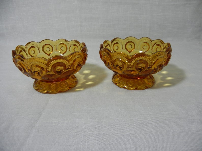 Smith Amber Moon and Stars Nappy Style Candle Holders L.E