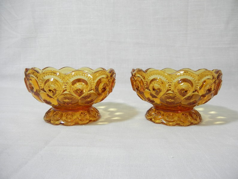 Smith Amber Moon and Stars Nappy Style Candle Holders L.E