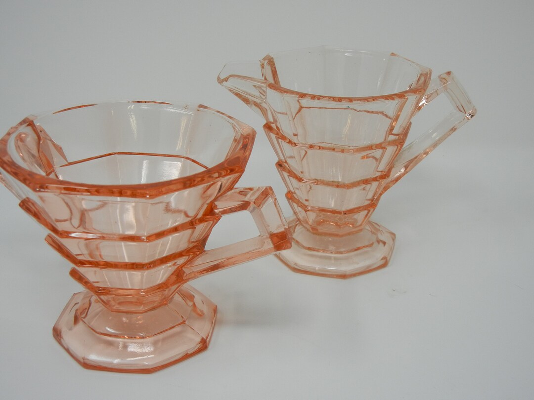 Tea Room Pink Creamer and Sugar Set by Indiana Glass Etsy