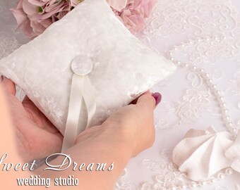 Bague Porte-oreiller De Mariage Treasure Masters – Ivoire, Satin, Dentelle, Années 80, Occasion
