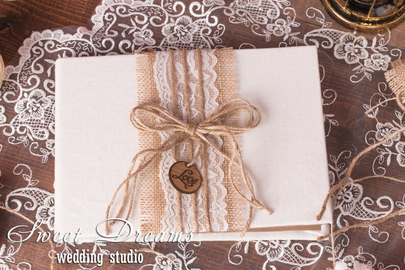 Rustic Wedding Guest Book Burlap and Lace Wedding Guest ...