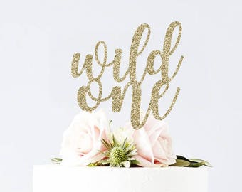 Wild One Cake Topper - where the wild things are birthday smash cake topper smash cake prop gold glitter shower bridal bachelorette wedding
