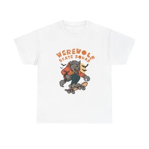 Werewolf Skate Squad Unisex Cotton Tee, Funny Graphic T-Shirt for Skate Lovers, Halloween Apparel, Gift for Skaters, Cute Monster Shirt