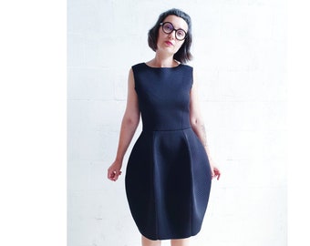 Black cocktail dress Black formal dress Little black dress Tulip dress Black prom dress Women midi dress