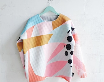 cool print sweatshirt, womens sweatshirt, bright pullover