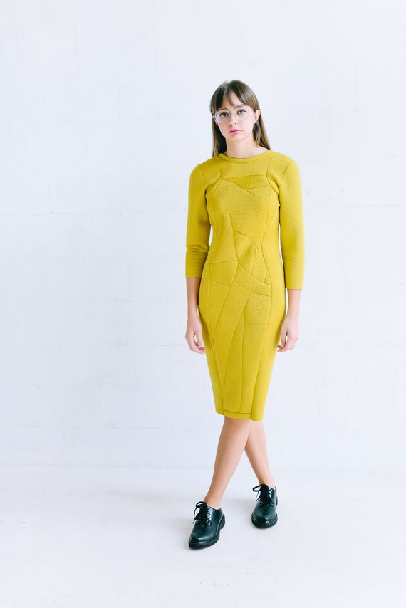 Mustard dress midi cheap