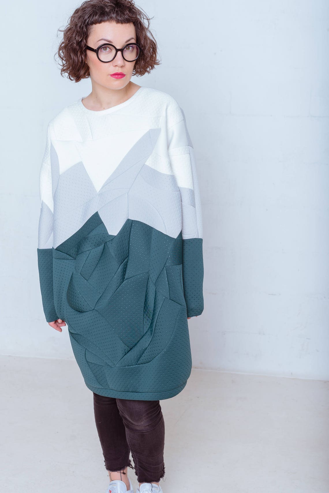 Green Ombre Dress Winter Dress Emerald Green Jumper Dress Etsy UK