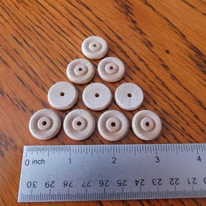 50 Wood WHEELS, Unfinished, each 3/4&quot; diameter, 3/16&quot; thick, 1/8&quot; hole, for toy cars and trucks, or other craft and woodworking projects