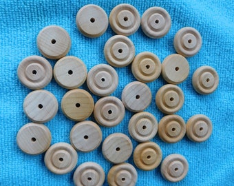 100 Wood Wheels, Unfinished, each 3/4" diameter, 1/4" thick, 1/8" hole, for toy cars and trucks, or other craft and woodworking projects