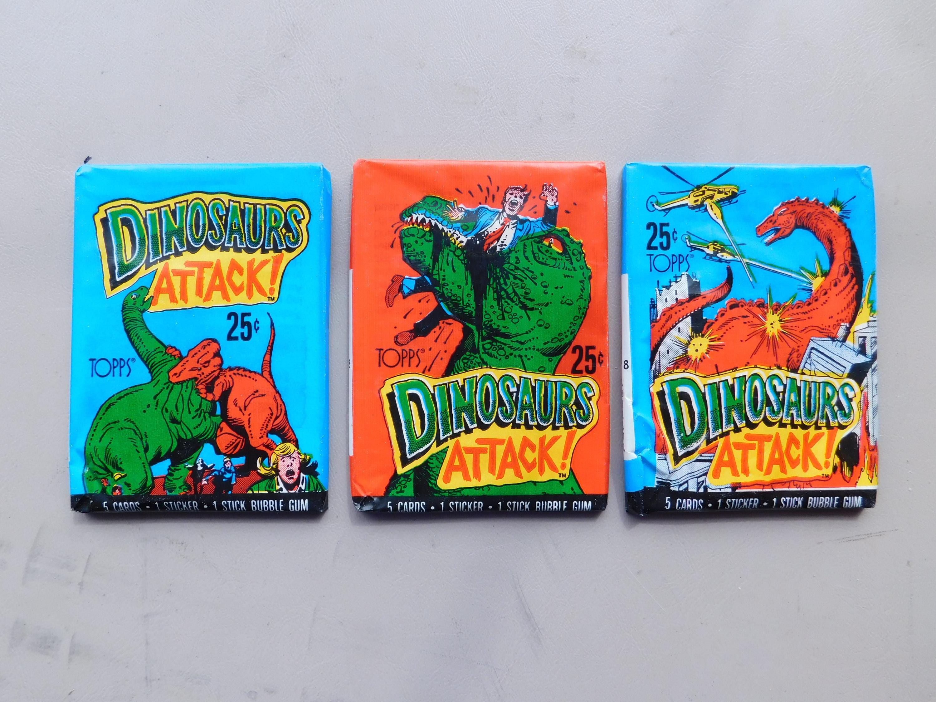 Dinosaurs Attack Trading Cards, Three 1988 TOPPS Factory Sealed