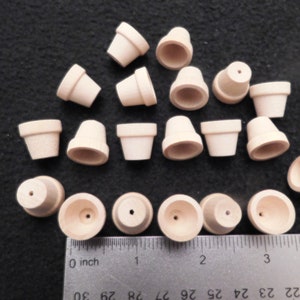 20 Mini FLOWER POTS, Unfinished Wood,  5/8" high, 5/8" in diameter, craft supplies and projects or wooden dollhouse miniatures