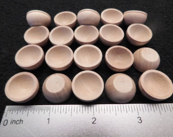 20 Miniature BOWLS, Unfinished Wood, each 3/4&quot; in diameter and 3/8&quot; high, for Dollhouse, Toy, Craft and Woodworking Projects and game pieces