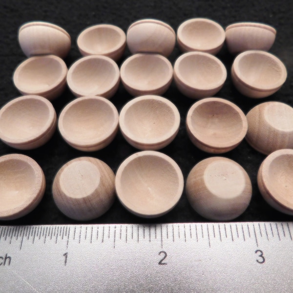 20 Mini WOOD BOWLS, Unfinished, for Crafts and Dollhouse miniatures.  Each bowl measures 3/4" in diameter and is 3/8" high.