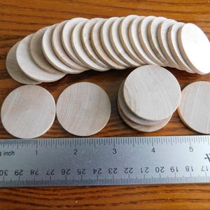 25 WOOD DISCS (Wooden Nickels) 1-1/2&quot; diameter, 1/8&quot; thick for crafts & games, Wood Coins, Wood Circles, Wood Tokens, Wood Blanks Unfinished