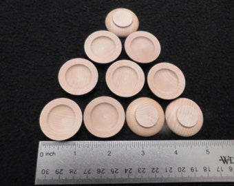 10 DINNER PLATES, Unfinished Wood Miniatures, each 1-3/16&quot; in diameter and 5/16&quot; high, for Dollhouse, Toy, and Craft Projects & Game Pieces.